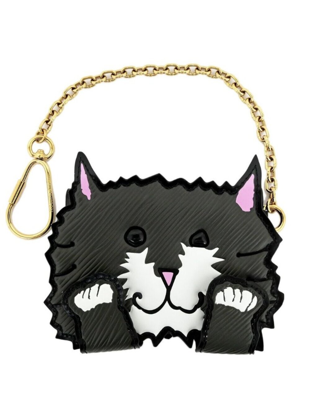Louis Vuitton Cat Glam Card Case Epi Gray Black Leather Fixed